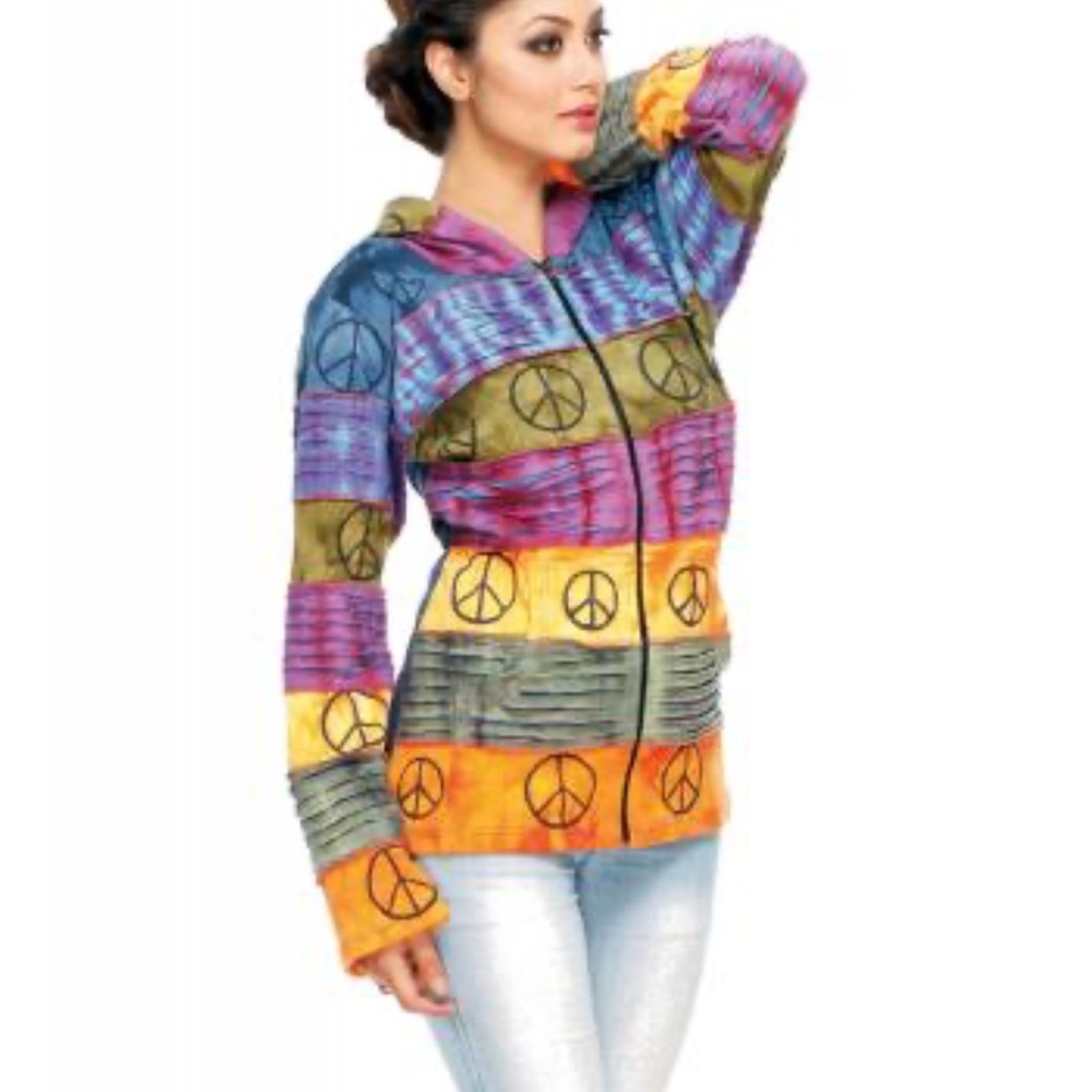 Multi color Rising women’s hoodie. L